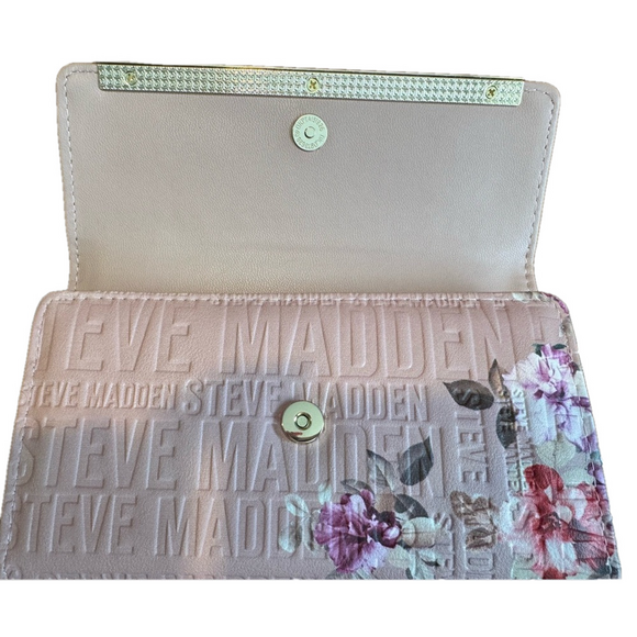 Steve Madden Vegan Leather Pink Floral Embossed Wallet/Wristlet NWT - Picture 7 of 17